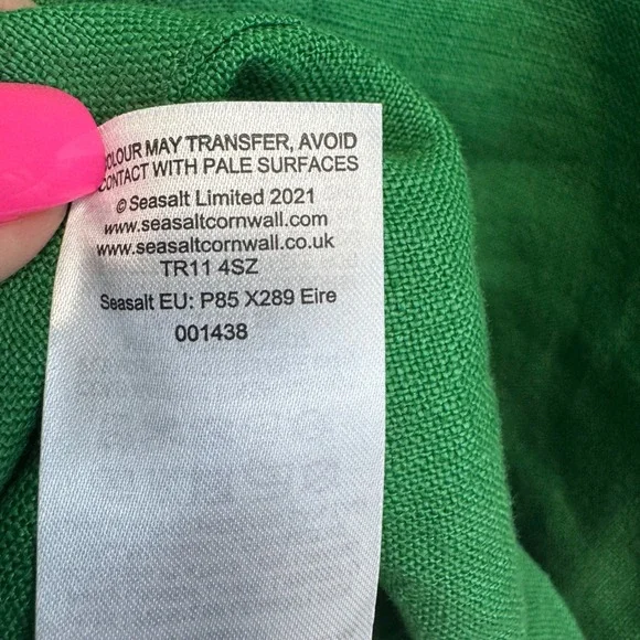 Seasalt Cornwall Painting Class Dress Green 100% Linen Midi Pocket Shift US 8 - Picture 10 of 14